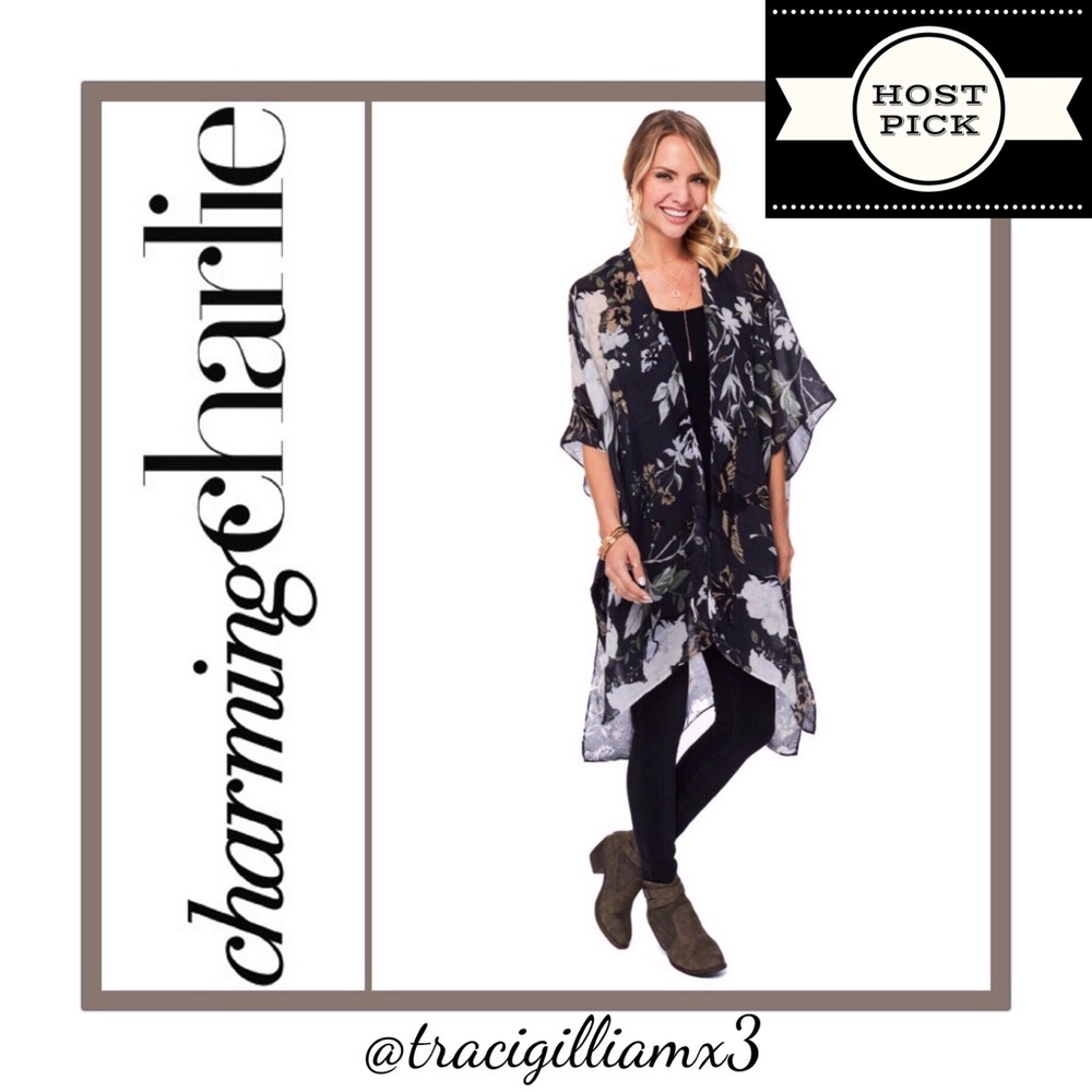 Charming Charlie Adrienne Floral Kimono